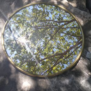 miroir rond contour cuivre