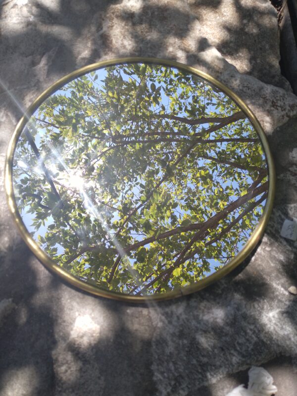 miroir rond contour cuivre