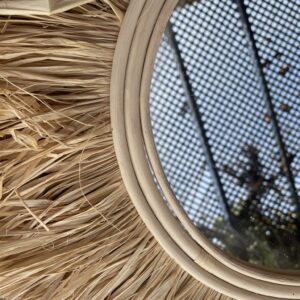miroir rond osier et raphia