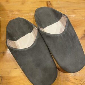 babouche femme gris anthracite cuir veau velours