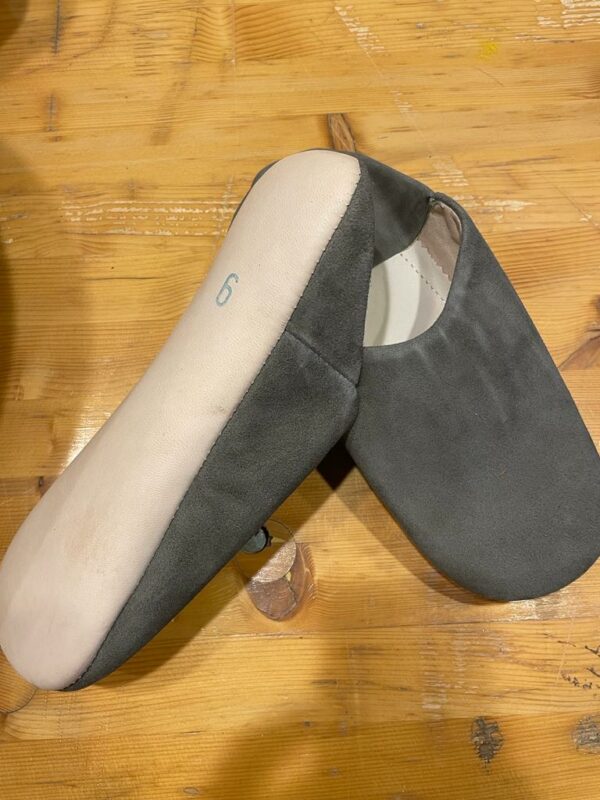 babouche femme gris anthracite cuir veau velours