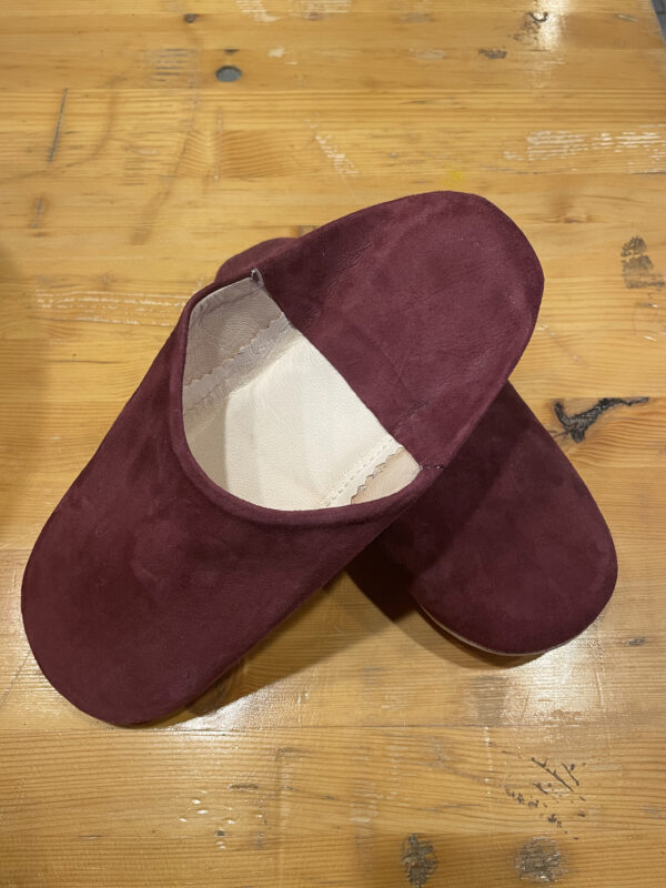 babouches veau velours bordeaux