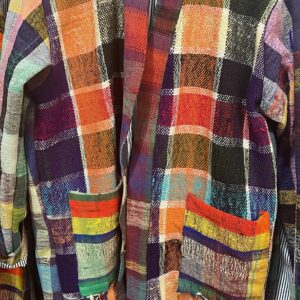 veste été multicolore motifs carreaux