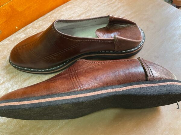 babouche cuir marron semelle pneu recyclé