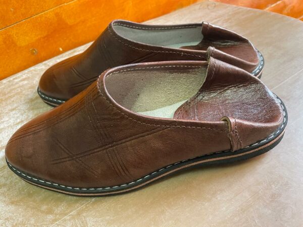 babouche cuir marron semelle pneu recyclé