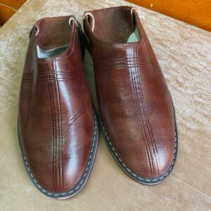 babouche cuir marron semelle pneu recyclé