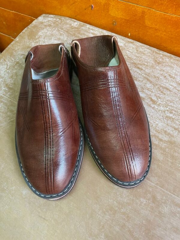 babouche cuir marron semelle pneu recyclé