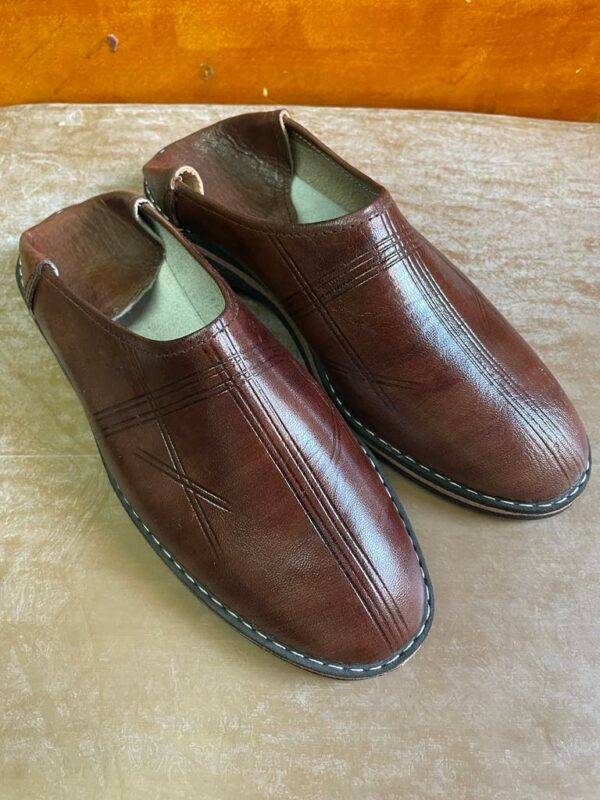 babouche cuir marron semelle pneu recyclé