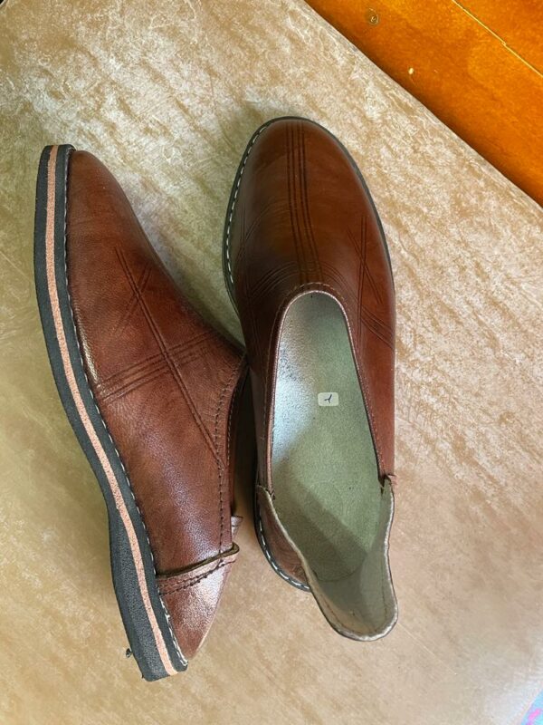 babouche cuir marron semelle pneu recyclé