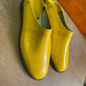 babouche mixte jaune semelle pneu recyclé