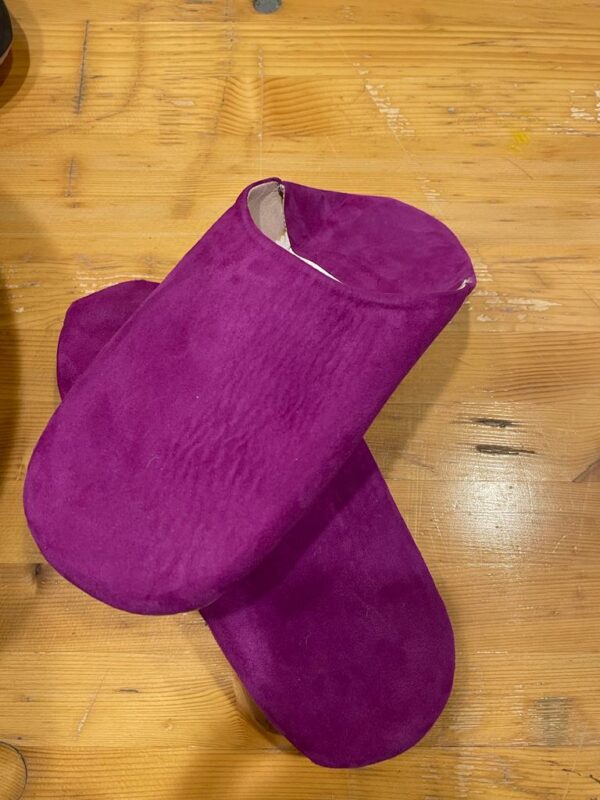 babouches femme veau velours fuchsia