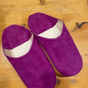 babouches femme veau velours fuchsia