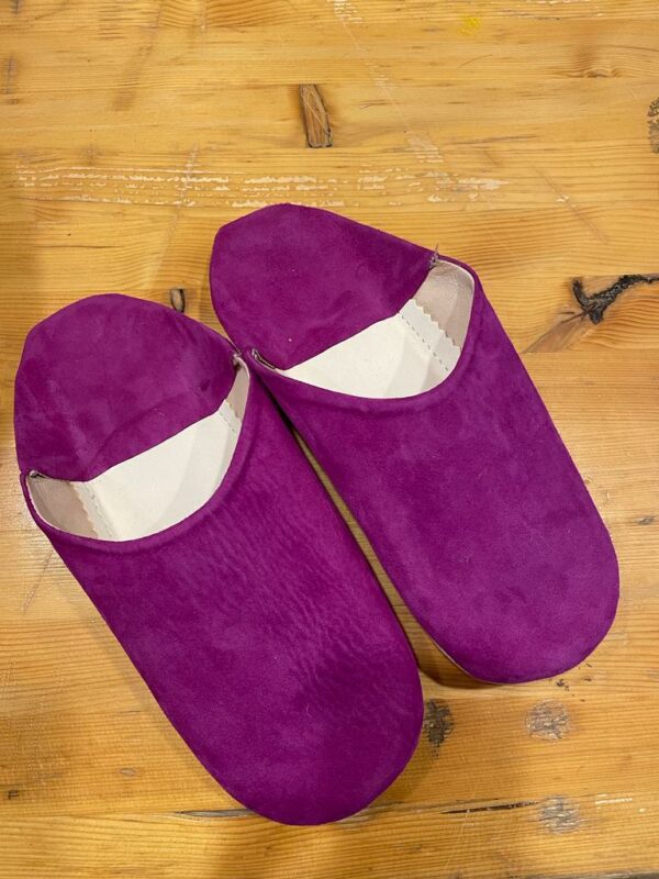 babouches femme veau velours fuchsia