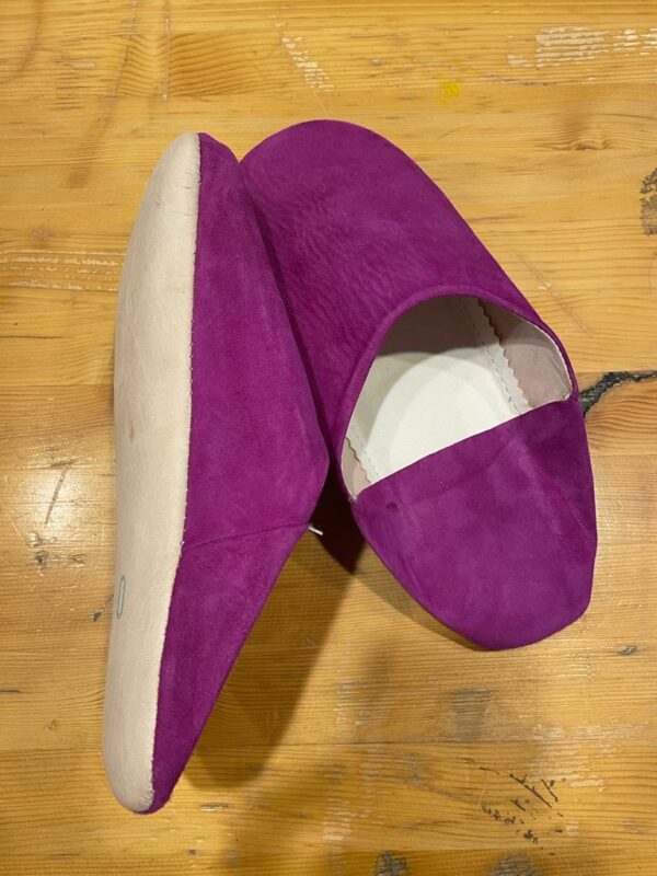 babouches femme veau velours fuchsia