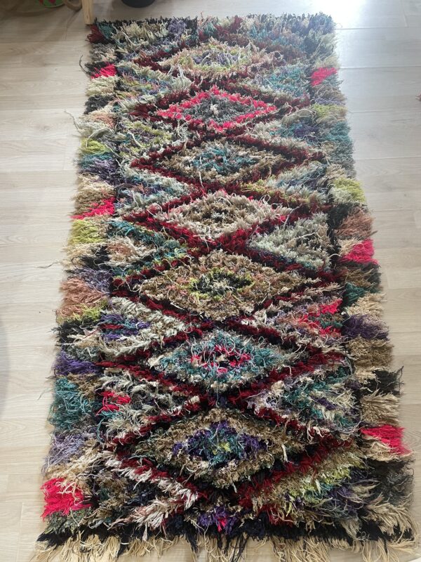 Tapis Boucherouite losanges multicolores 175 X 85