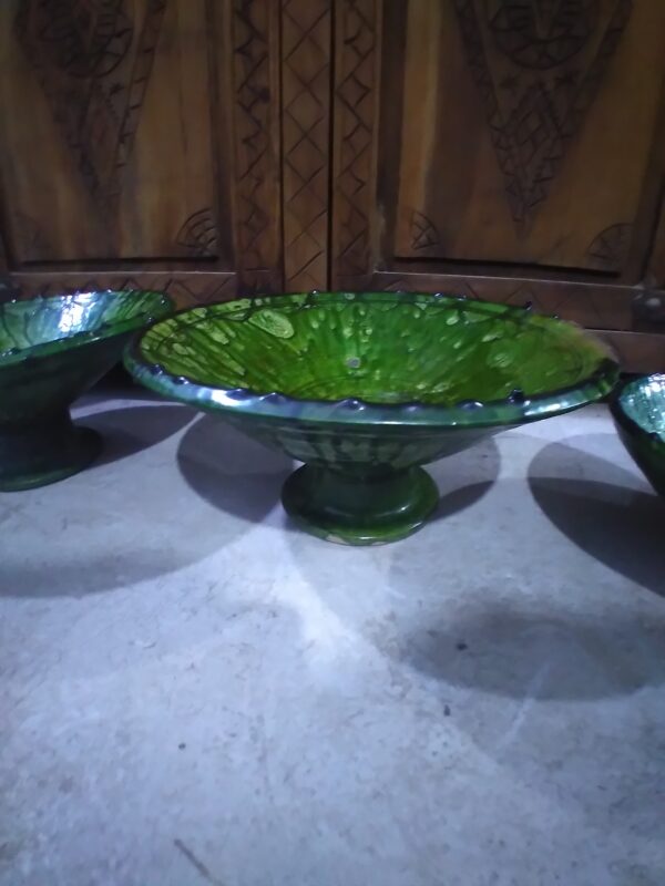 Poterei de Tamegroute coupelle sur pied grand model- artisant marocain | Cely