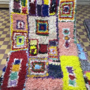 Tapis Boucherouite rose pale.