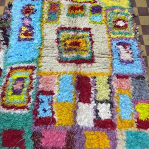 Photo d'un tapis Boucherouite turquoise.