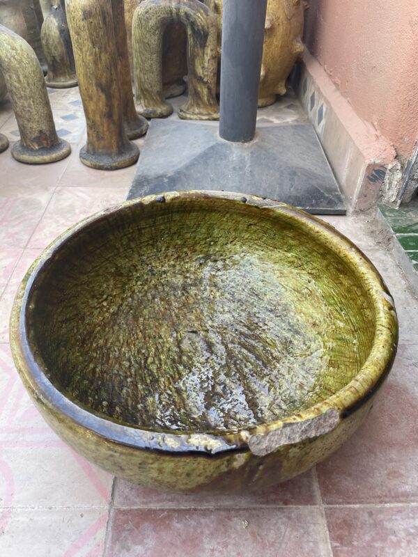Poterie de Tamegroute XXL ocre jaune-artisanat marocain | Cely chambéry