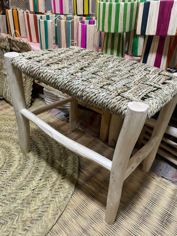 Banc en corde tressage en damier.