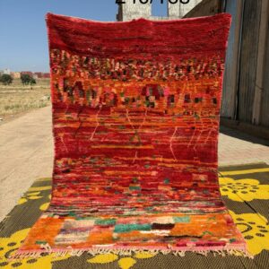 Tapis Boujad marocain tissé à la main en laine naturelle