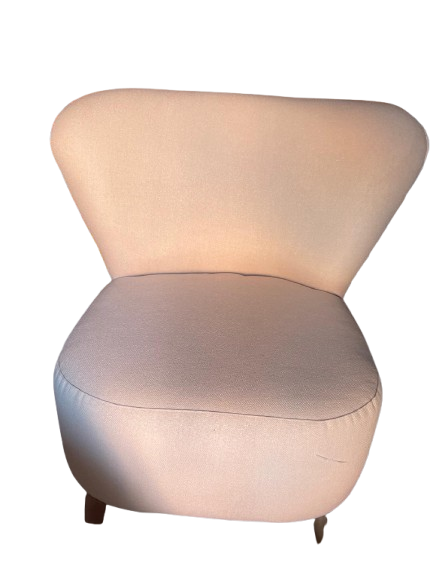 Fauteuil tissu blanc.