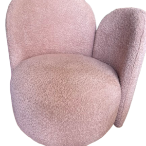 Fauteuil design bouclette rose poudré forme fleur contemporain