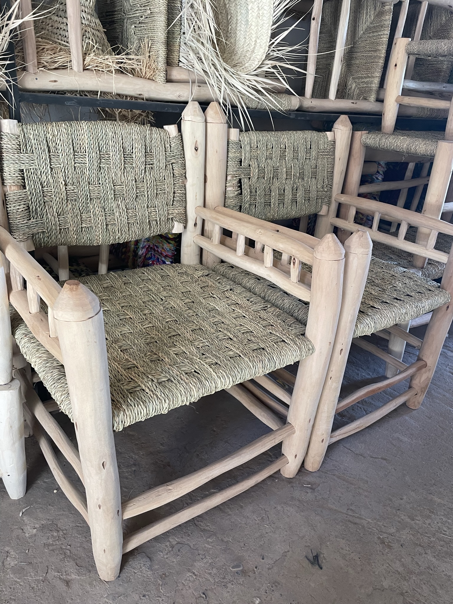 fauteuil artisanal bois corde tressée fabrication marocaine fauteuil jardin