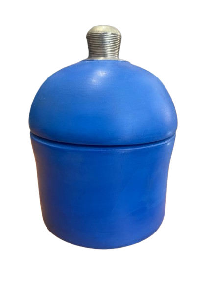 Pot décoratif marocain en poterie artisanale finition tadelakt bleu Majorelle